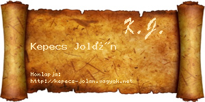 Kepecs Jolán névjegykártya