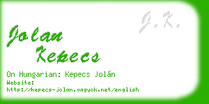 jolan kepecs business card