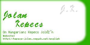 jolan kepecs business card